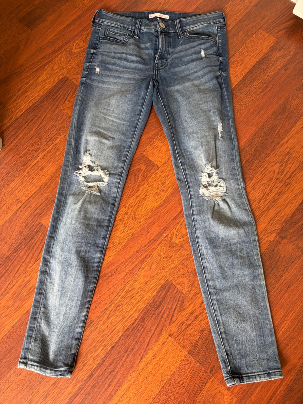 Women's Distressed Skinny Jeans - Blue